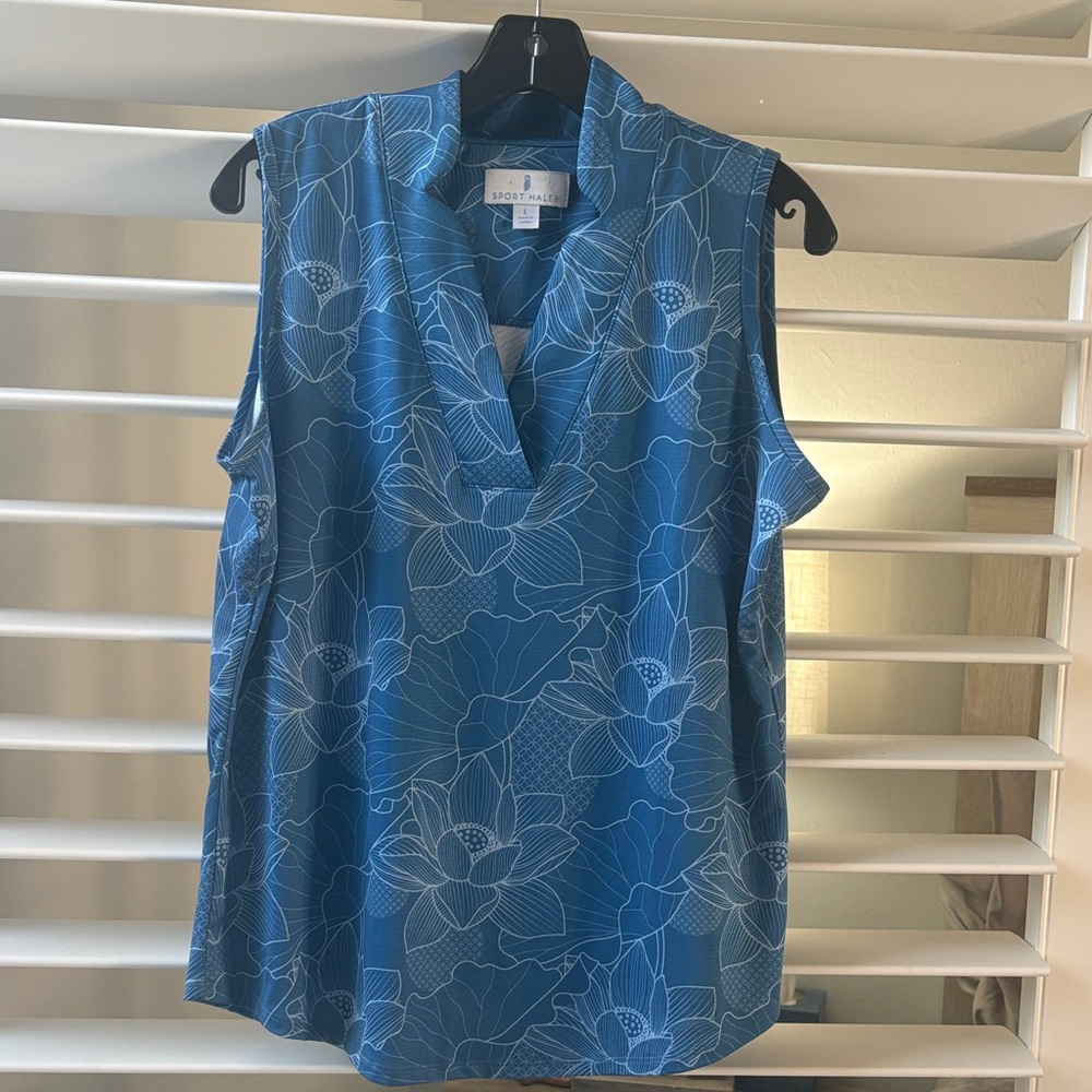 Sport Haley Women's Sleeveless V Neck Golf Polo; Sz: L; EUC - Picture 2 of 9
